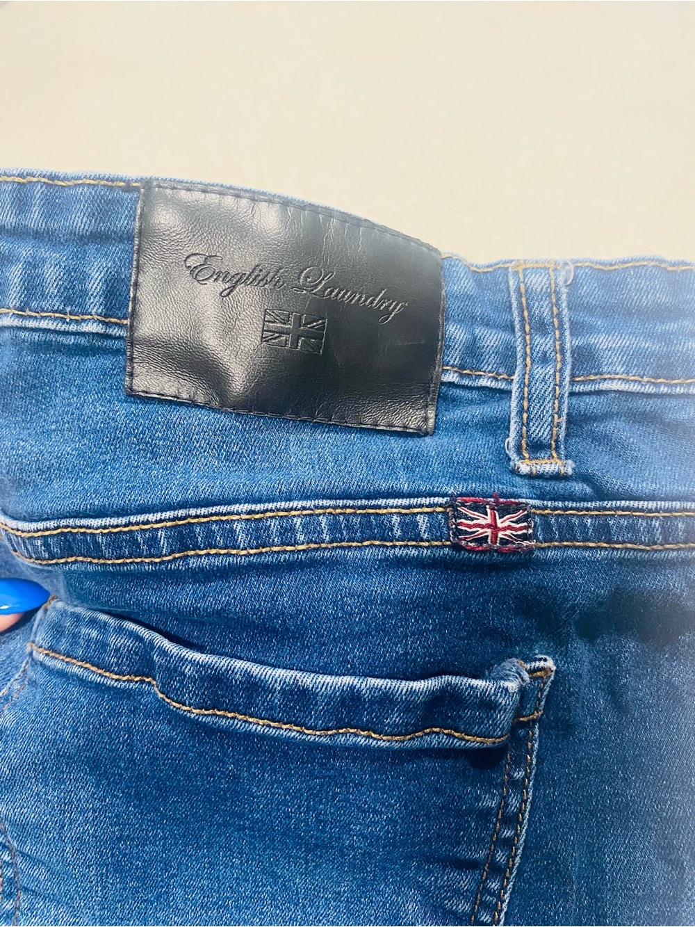 English Laundry Mid Blue Denim Jeans with Contrast Stitching